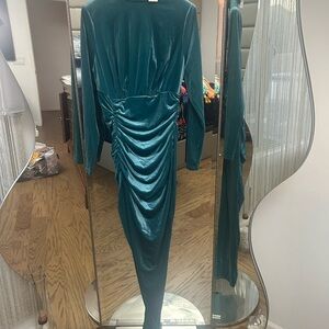 Elegant Teal Velvet Dress